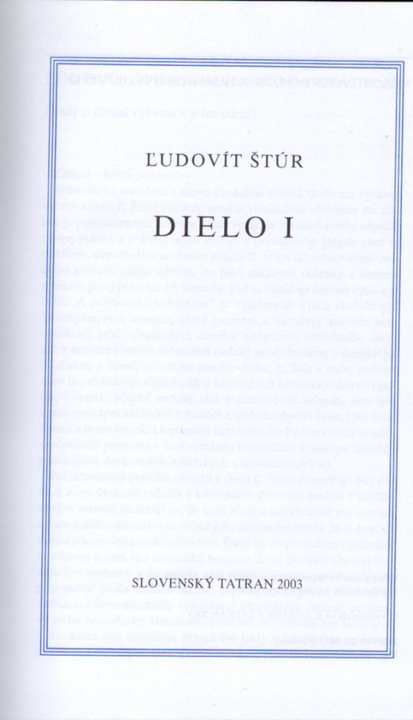 Ľudovít Štúr: DIELO I.,II.
