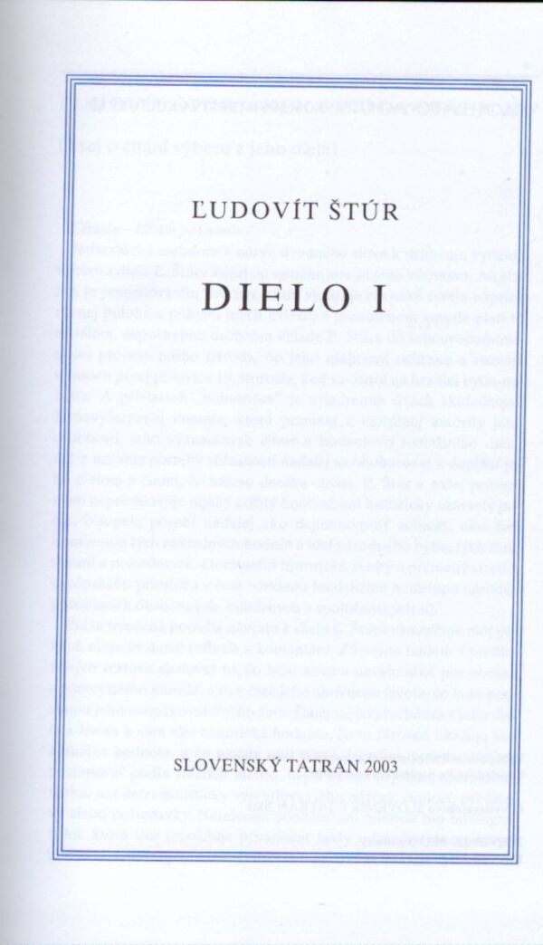 Ľudovít Štúr: DIELO I.,II.