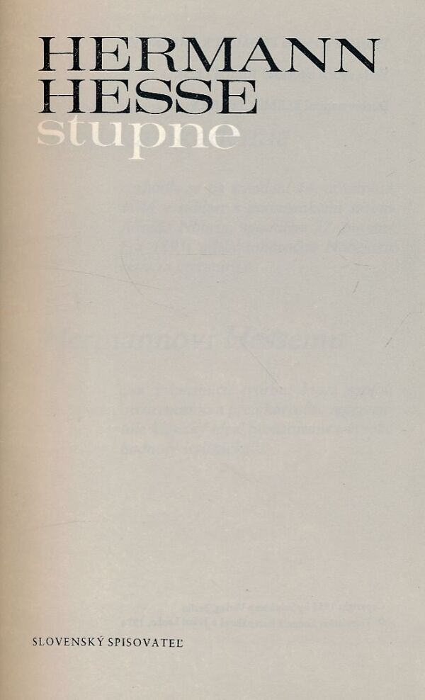 Hermann Hesse: STUPNE