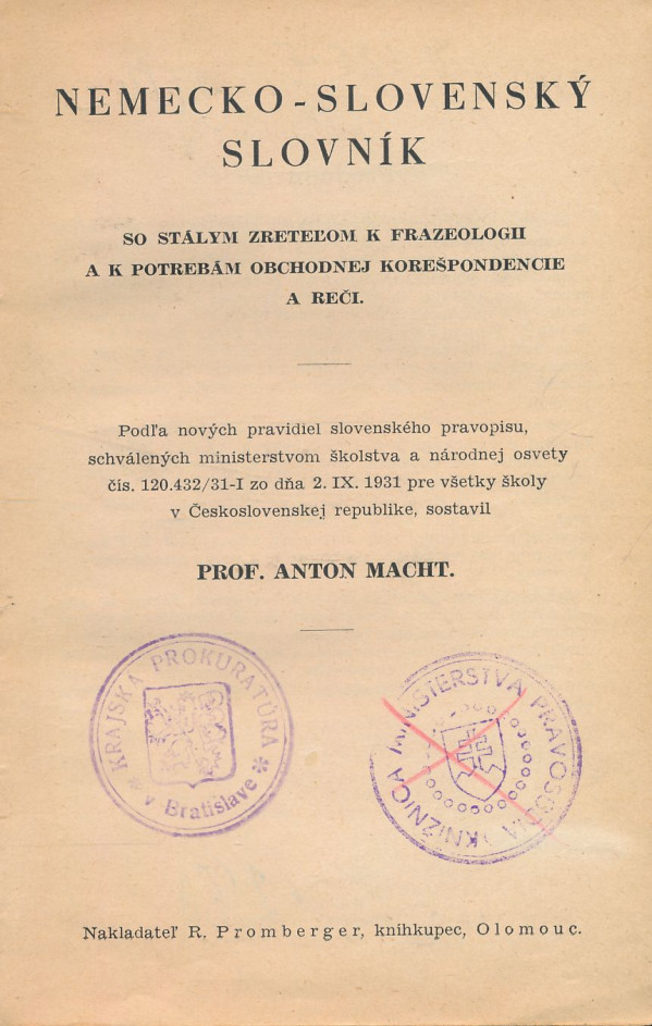 Anton Macht: Nemecko-slovenský slovník