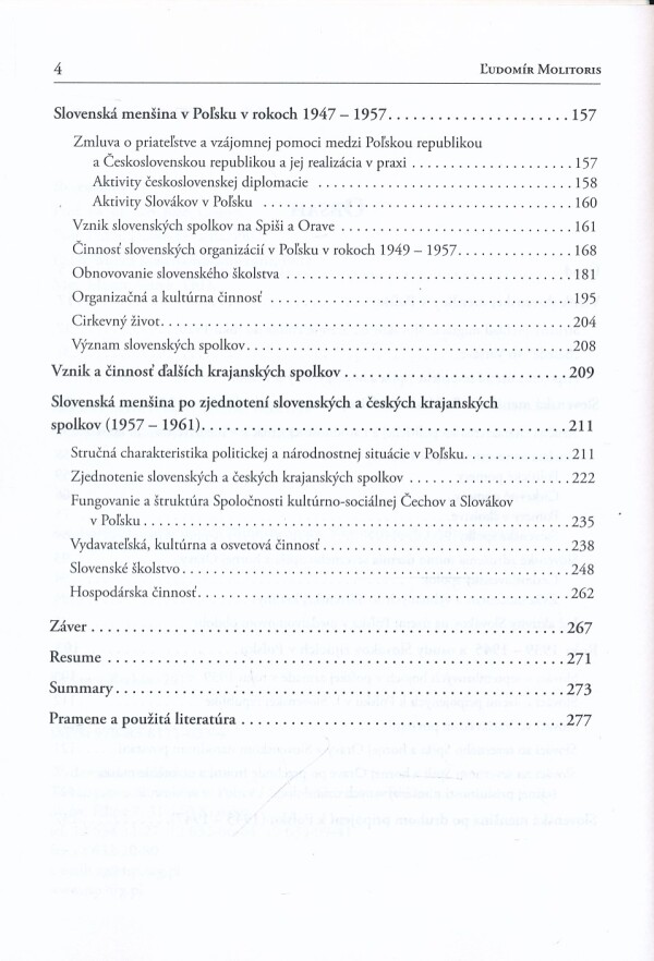 Ľudomír Molitoris: DEJINY SLOVÁKOV V POĽSKU DO ROKU 1961