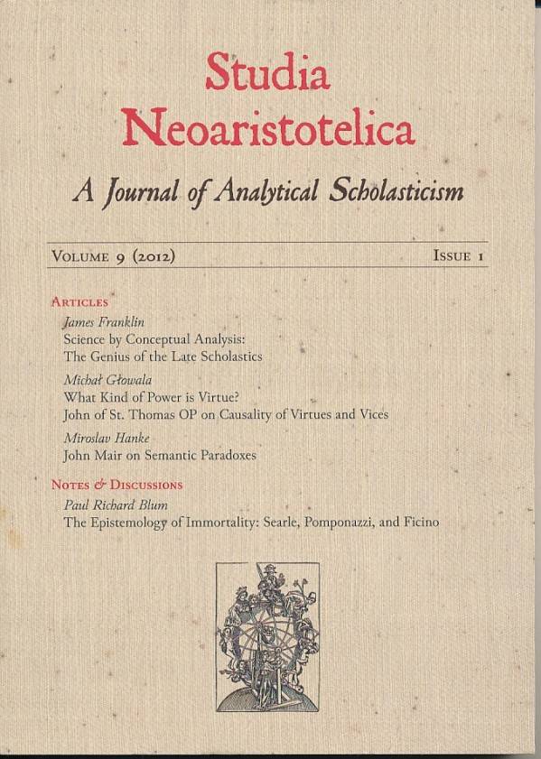 STUDIA NEOARISTOTELICA - VOLUME 9 (2012) - ISSUE 1