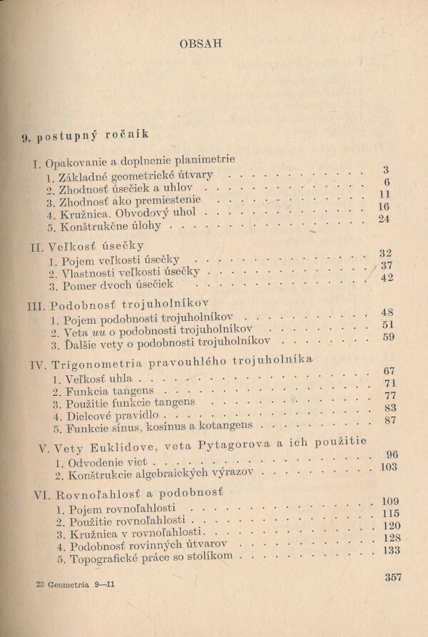 Geometria pre 9. - 11. postupný ročník všeobecnovzdelávacích škôl