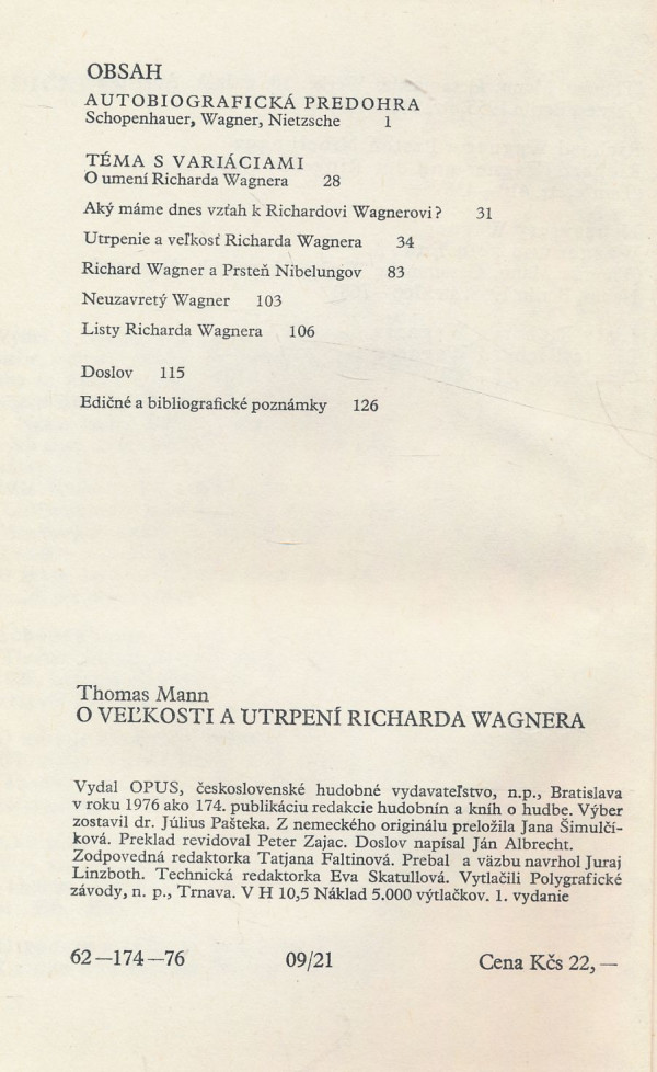 Thomas Mann: O veľkosti a utrpení Richarda Wagnera