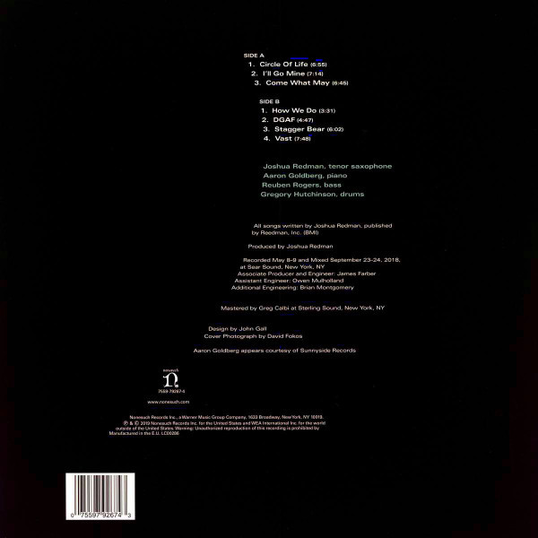 Joshua Redman Quartet: COME WHAT MAY - LP
