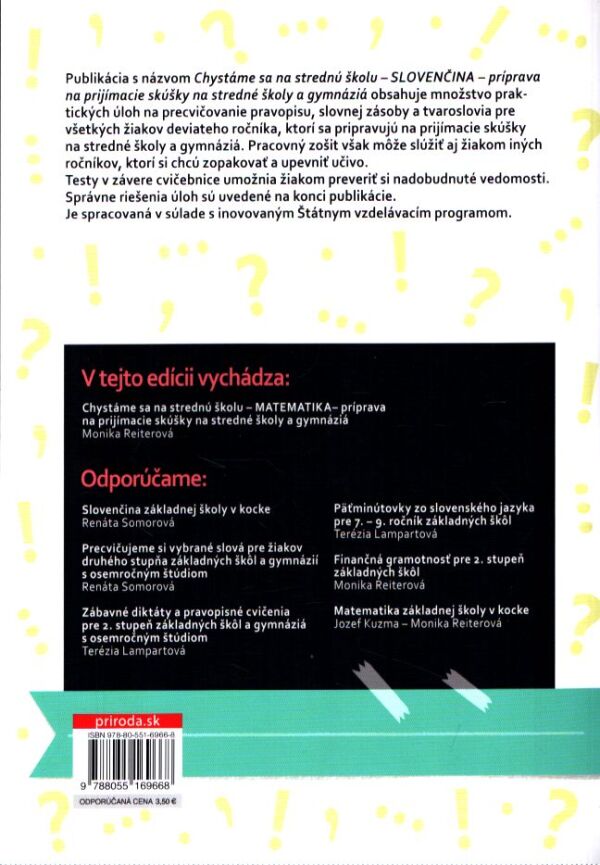 Renáta Somorová: SLOVENČINA - CHYSTÁME SA NA STREDNÚ ŠKOLU