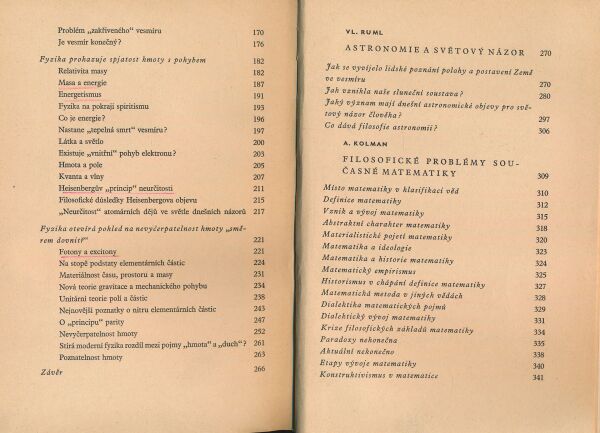 C. Michalová, J. Čeleda, V. Ruml, A. Kolman, J. Buchníček, Fr. Čížek, J. Linhart: Filosofie a přírodní vědy
