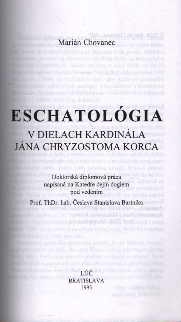 Marián Chovanec: ESCHATOLÓGIA