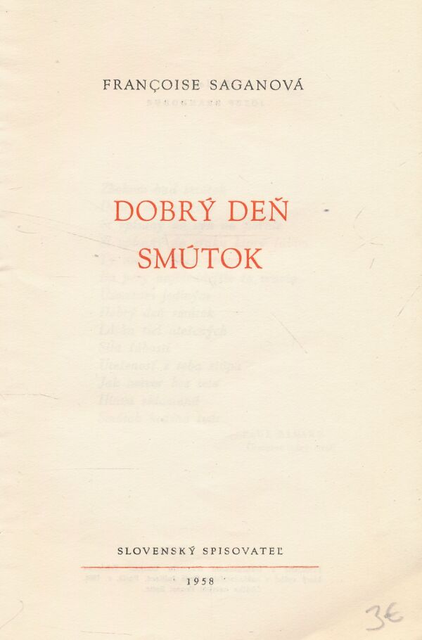 Francoise Saganová: Dobrý deň, smútok