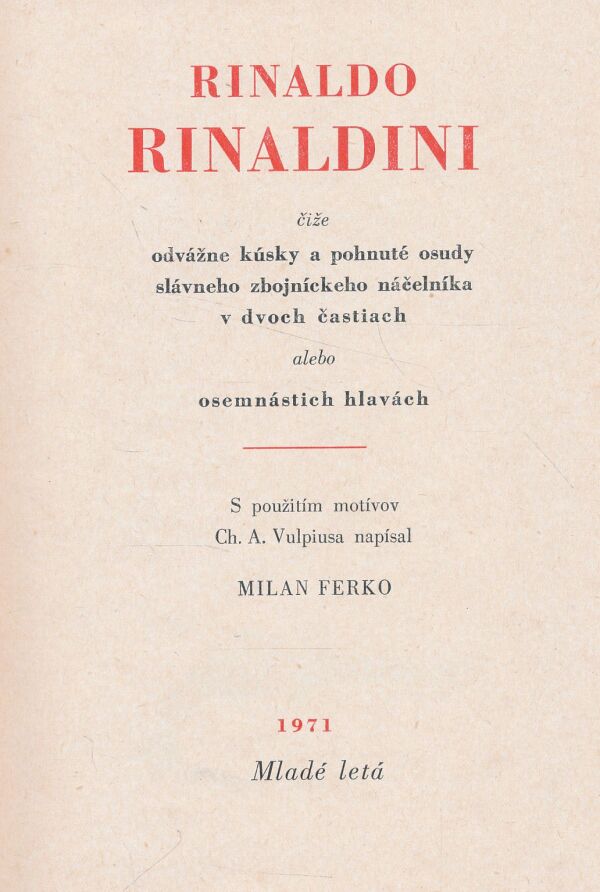 Milan Ferko: Rinaldo Rinaldini