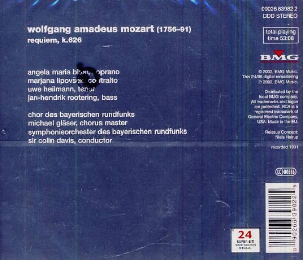 Wolfgang Amadeus Mozart: REQUIEM. SYMPHONIEORCHESTER UND CHOR DES BAYERISCHEN RUNDFUNKS - SIR COLIN DAVIS