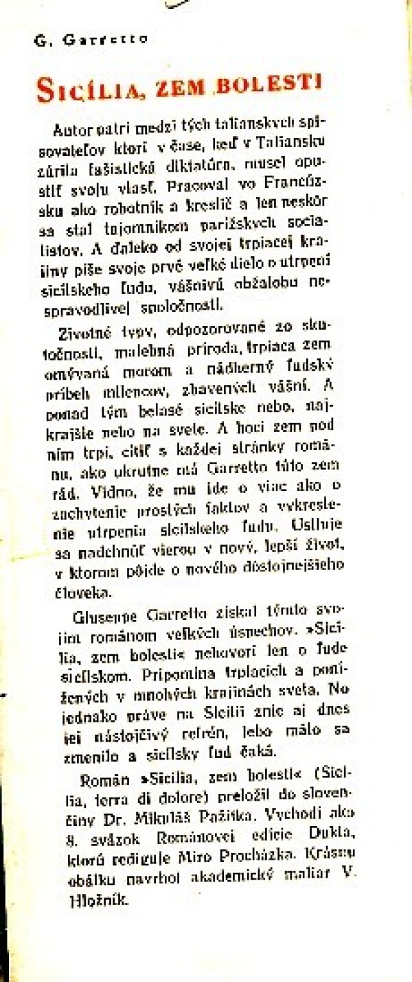 Giuseppe Garretto: SICÍLIA ZEM BOLESTI