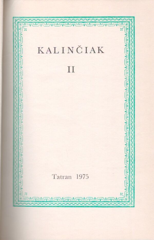 JÁN KALINČIAK I-II