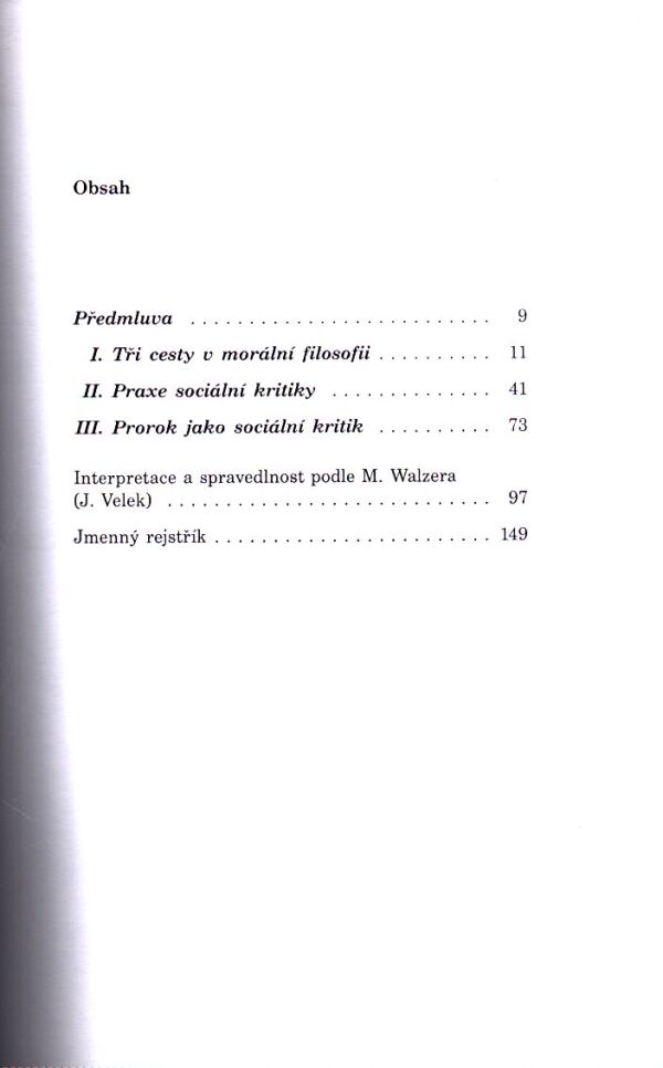 Michael Walzer: INTERPRETACE A SOCIÁLNÍ KRITIKA