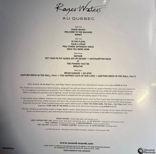 Roger Waters: AU QUEBECK - 2 LP