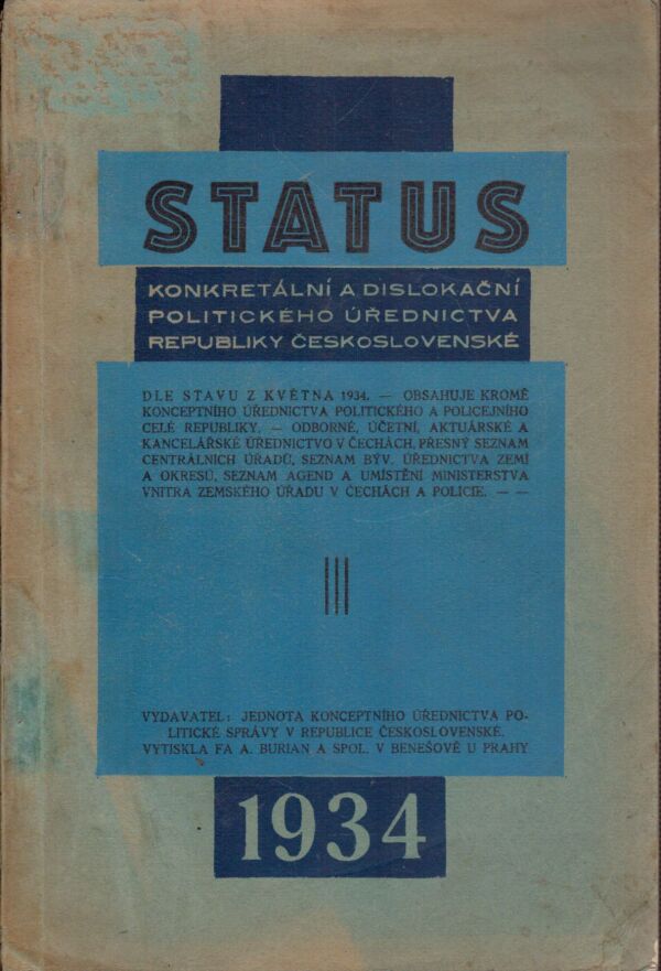 STATUS KONKRETÁLNÍ A DISLOKAČNÍ 1934