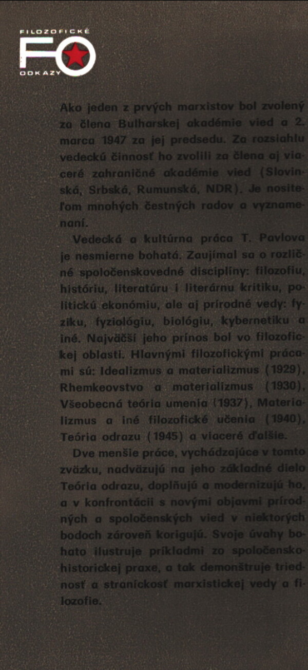 Todor Pavlov: TEÓRIA ODRAZU A NAŠA SÚČASNOSŤ