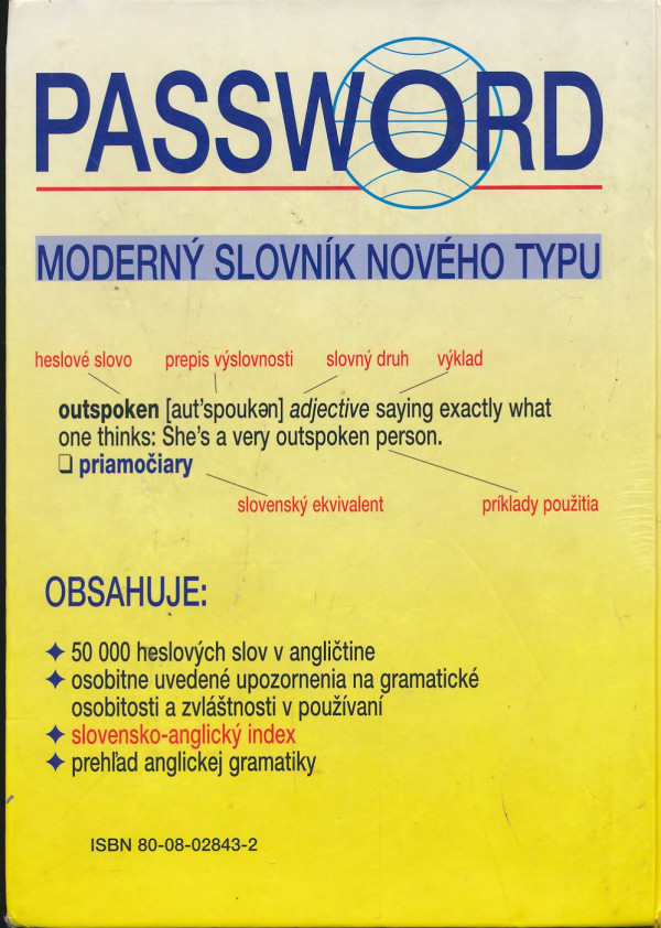 Password - Anglický výkladový slovník so slovenskými ekvivalentmi