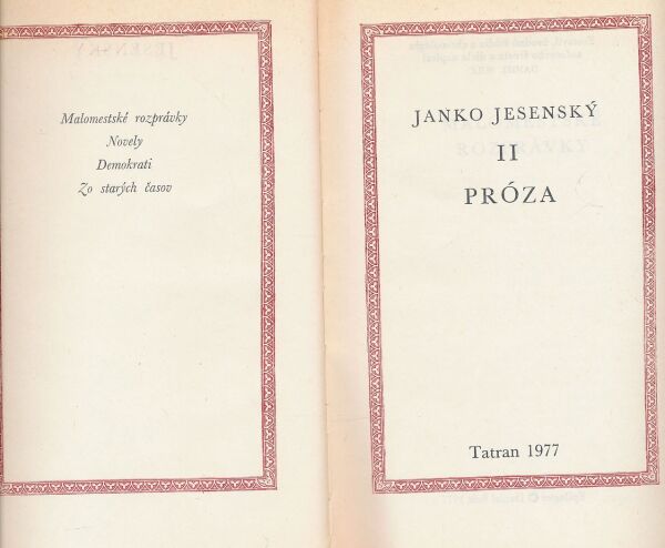 Janko Jesenský: Janko Jesenský II. - Próza