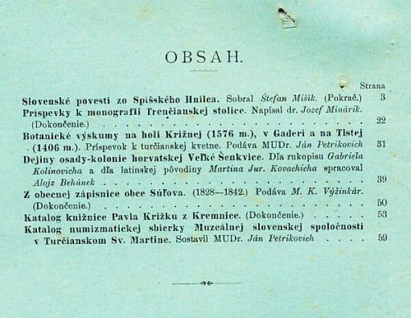 SBORNÍK MUSEÁLNEJ SLOVENSKEJ SPOLOČNOSTI R.XVII.SV.I,II 1912