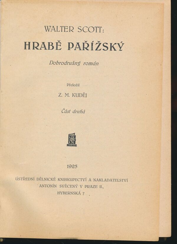 Walter Scott: Hrabě Pařížsky I., II.