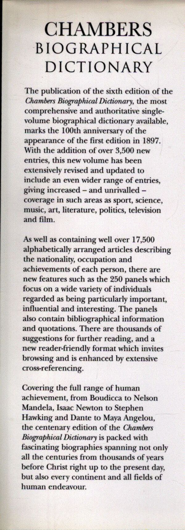 Melanie Parry: CHAMBERS BIOGRAPHICAL DICTIONARY