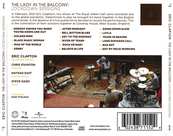 Eric Clapton: THE LADY IN THE BALCONY: LOCKDOWN SESSIONS - CD
