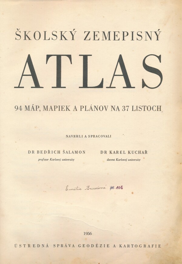 Bedřich Šalamon, Karel Kuchař: ŠKOLSKÝ ZEMEPISNÝ ATLAS