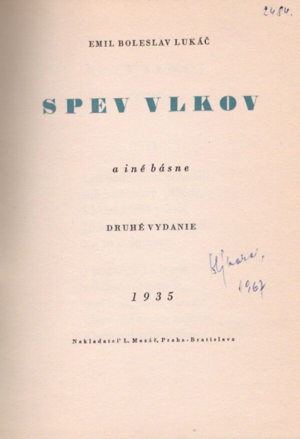 Emil Boleslav Lukáč: SPEV VLKOV