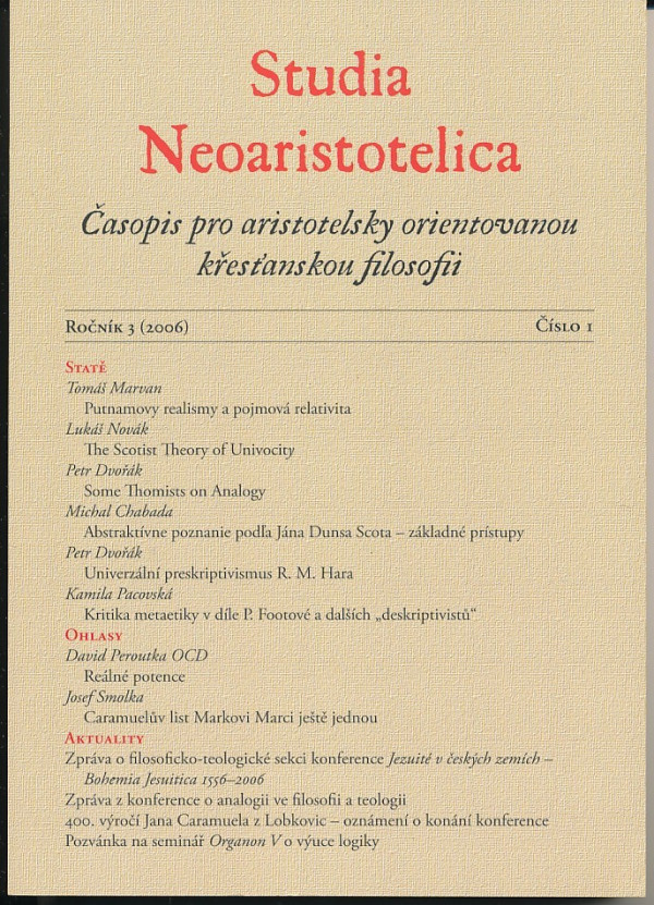 STUDIA NEOARISTETOLICA - ROČNÍK 3 (2006) - ČÍSLO 1