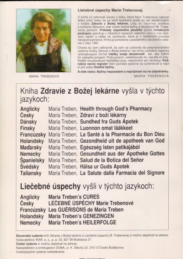 Mária Trebenová: LIEČEBNÉ ÚSPECHY MÁRIE TREBENOVEJ