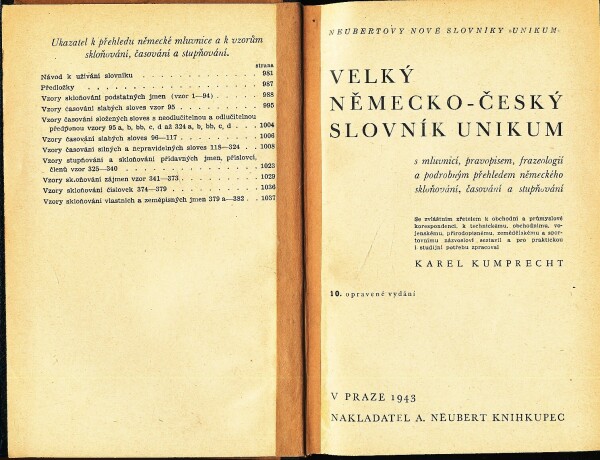 Karel Kumprecht: VELKÝ NĚMECKO-ČESKÝ SLOVNÍK UNIKUM