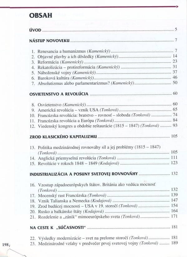 Miroslav Kamenický, Daniela Kodajová, Mária Tonková: DEJEPIS - SVETOVÉ DEJINY PRE 2. ROČNÍK GYMNÁZIÍ