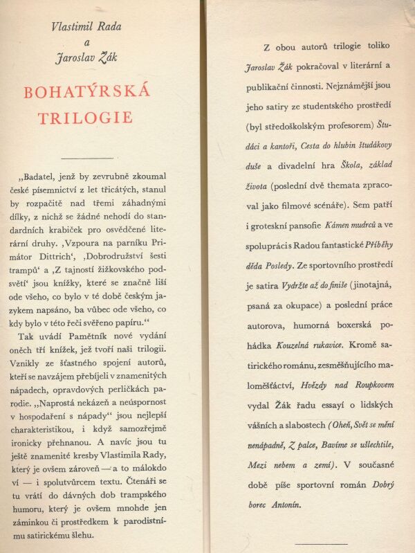 Vlastimil Rada, Jaroslav Žák: Bohatýrská trilogie