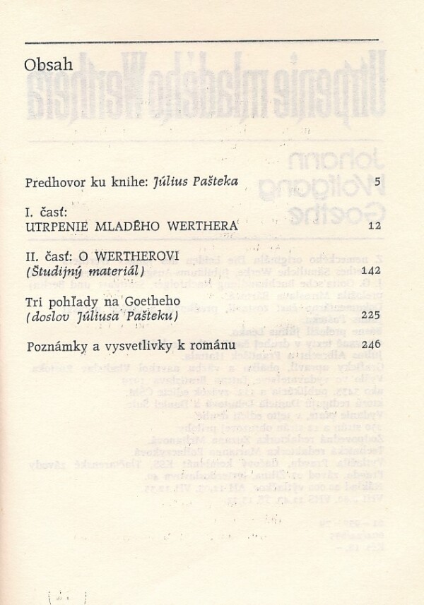 Johann Wolfgang Goethe: UTRPENIE MLADÉHO WERTHERA