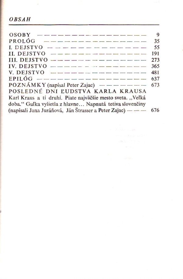 Karl Kraus: POSLEDNÉ DNI ĽUDSTVA