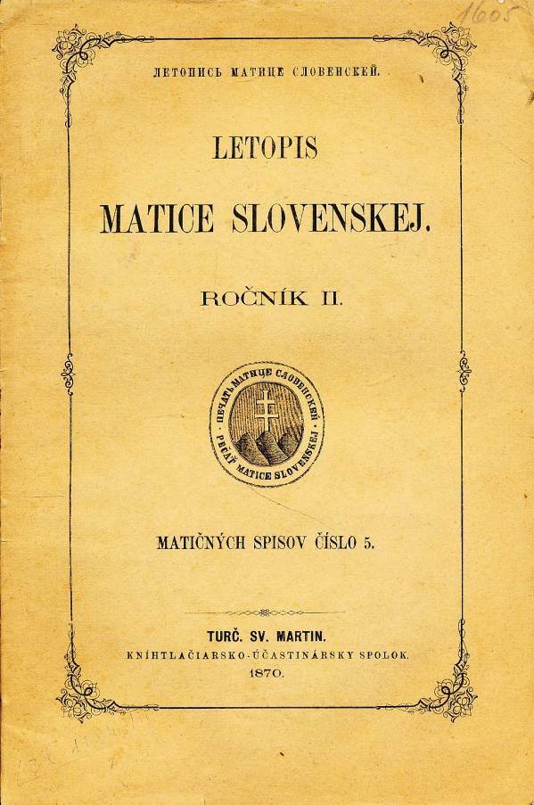LETOPIS MATICE SLOVENSKEJ - ROČNÍK II.