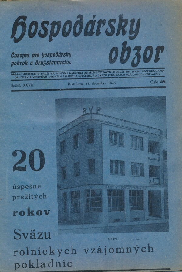 HOSPODÁRSKY OBZOR ROČNÍK XXVII. 1945