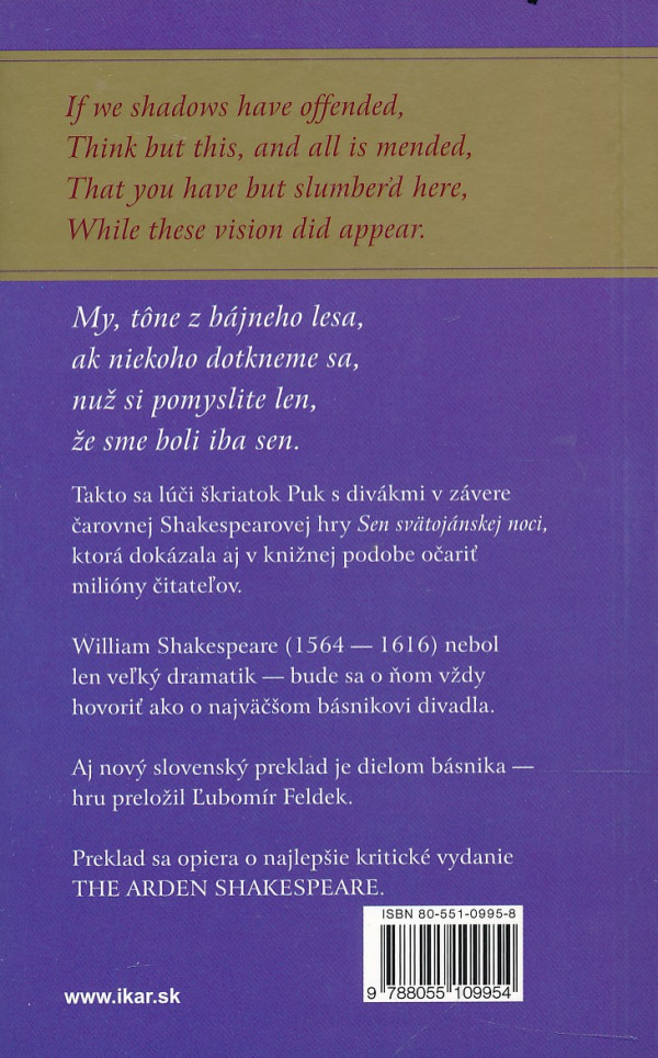 William Shakespeare: SEN SVÄTOJÁNSKEJ NOCI