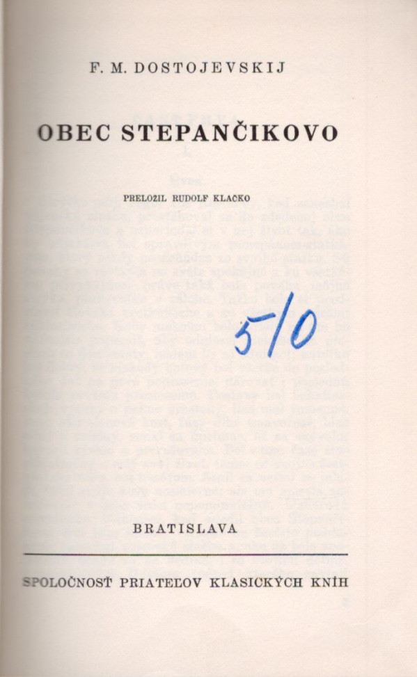 F. M. Dostojevskij: OBEC STEPANČIKOVO