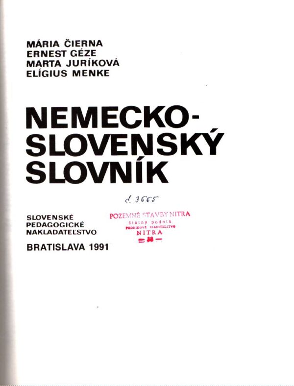 Mária Čierna, kol: NEMECKO-SLOVENSKÝ SLOVNÍK