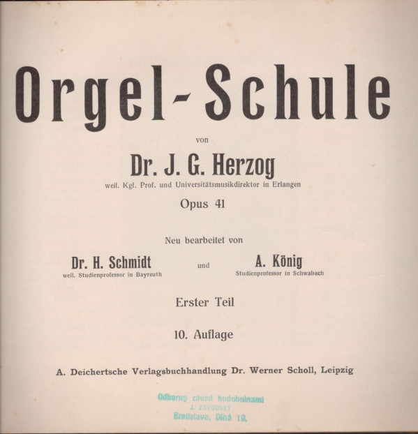 J.G. Herzog: ORGEL - SCHULE