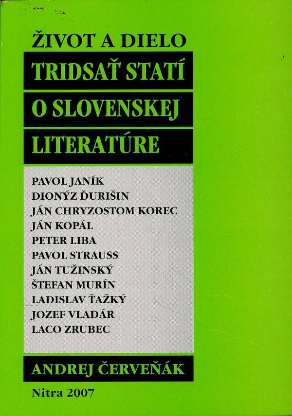 Andrej Červeňák: TRIDSAŤ STATÍ O SLOVENSKEJ LITERATÚRE