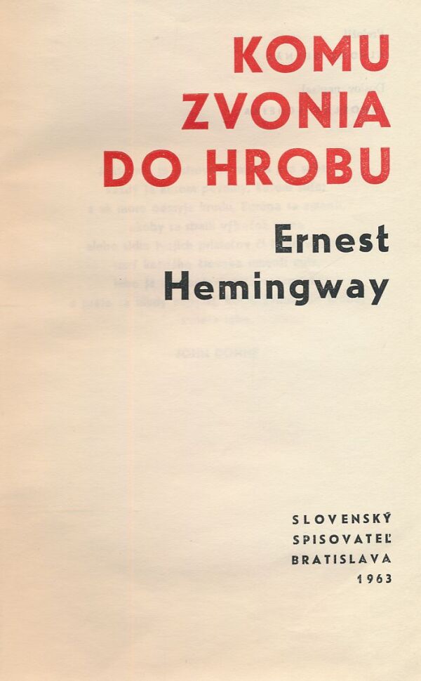 Ernest Hemingway: KOMU ZVONIA DO HROBU