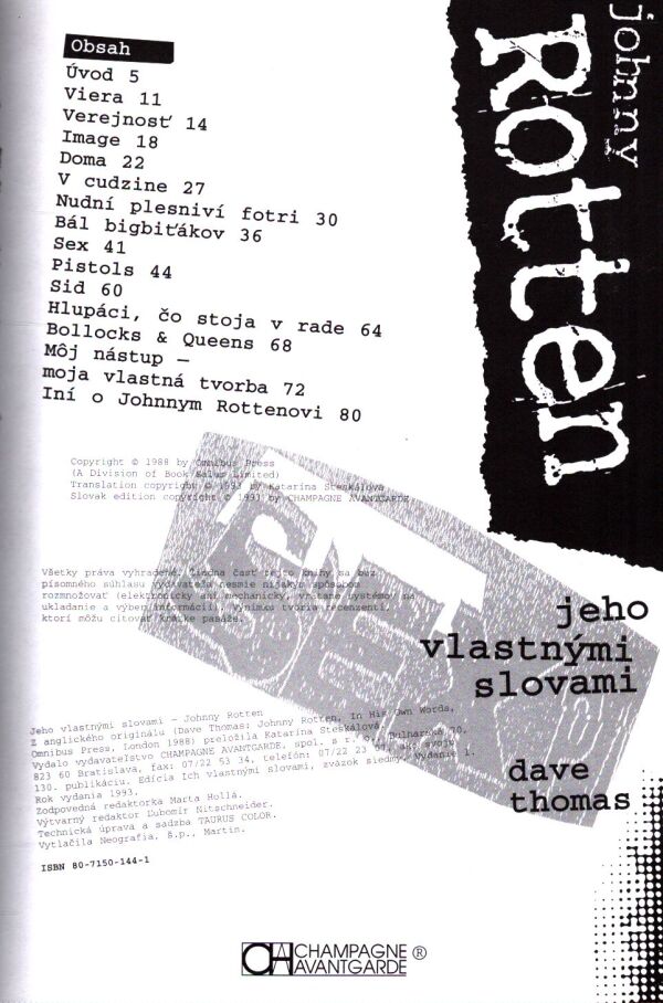 Dave Thomas: JOHNNY ROTTEN - JEHO VLASTNÝMI SLOVAMI