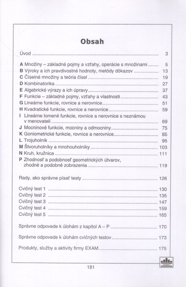 Ľ. Burjanová, I. Viskupová: MATEMATIKA STREDNEJ ŠKOLY V TESTOCH 1. ČASŤ
