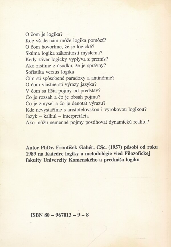 František Gáher: LOGIKA PRE KAŽDÉHO