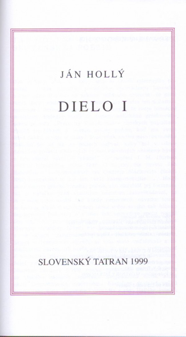 Ján Hollý: DIELO I.,II.