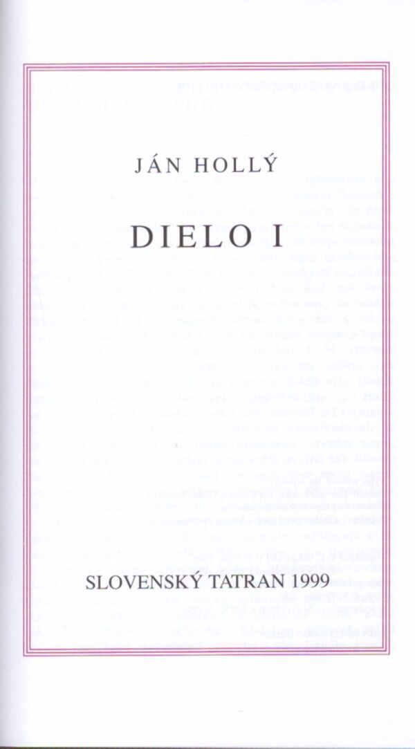 Ján Hollý: DIELO I.,II.