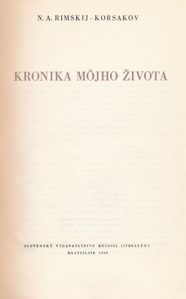 N. A. Rimskij-Korsakov: KRONIKA MÔJHO ŽIVOTA